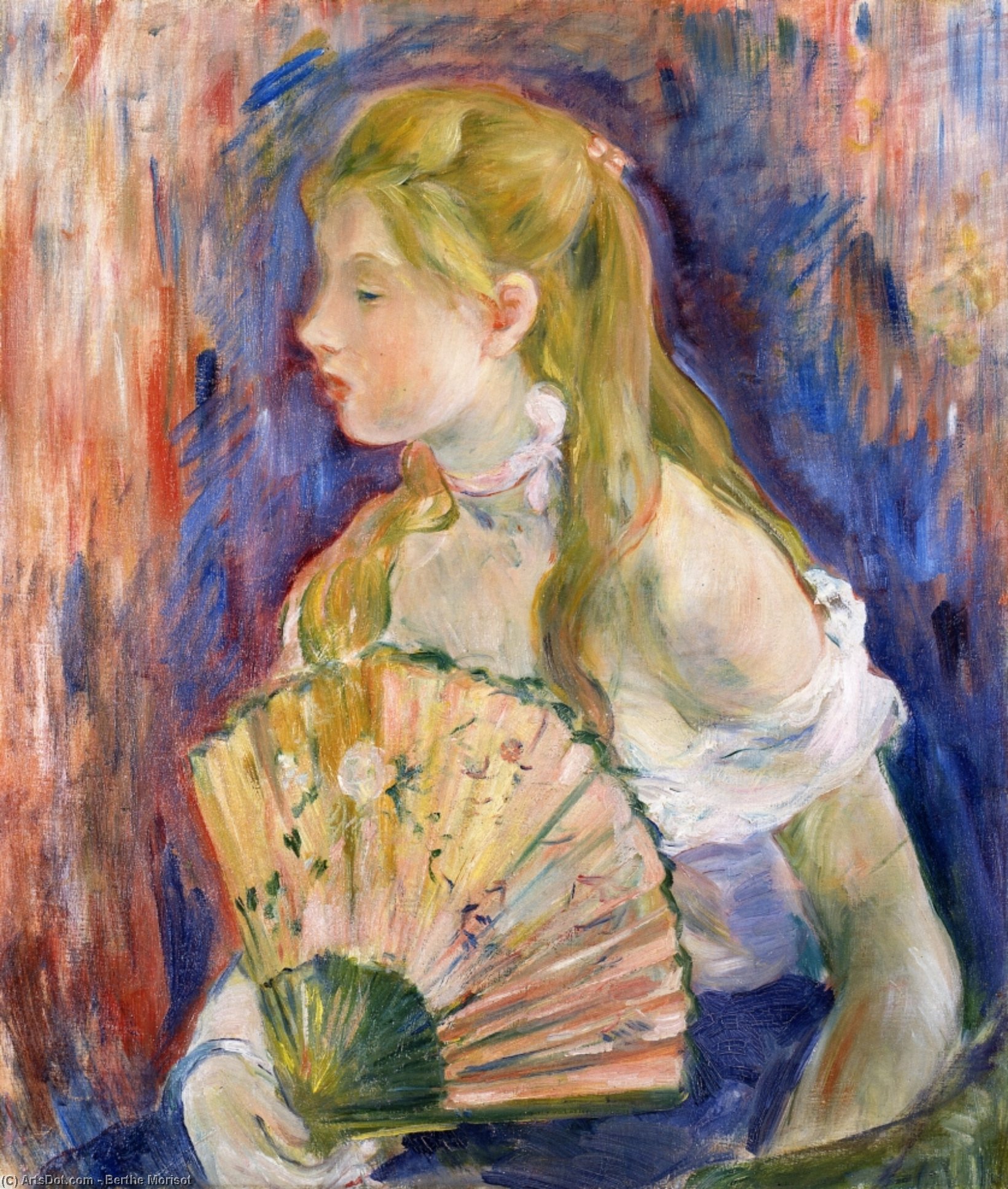 WikiOO.org - Encyclopedia of Fine Arts - Målning, konstverk Berthe Morisot - Girl with Fan