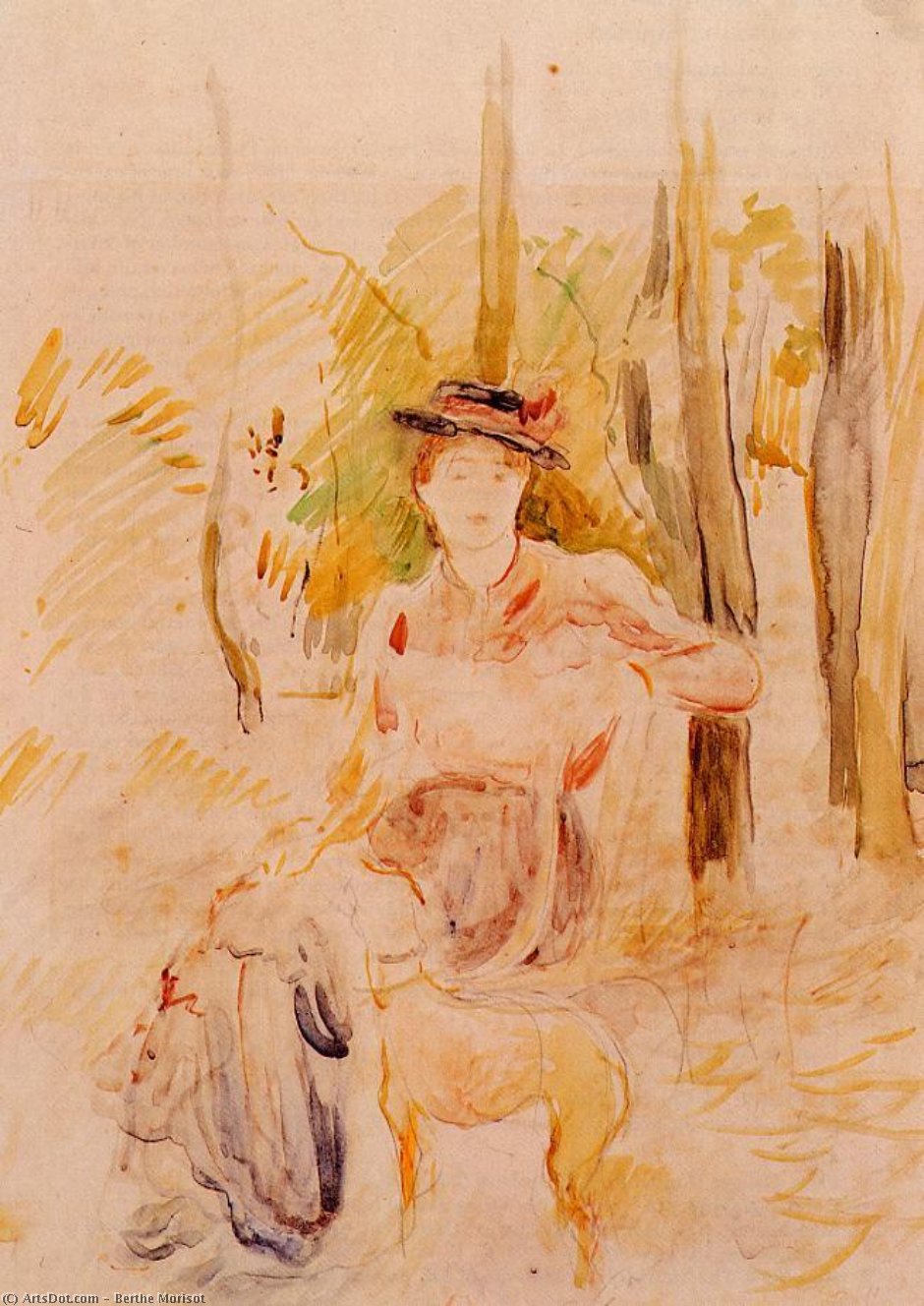 WikiOO.org - Encyclopedia of Fine Arts - Lukisan, Artwork Berthe Morisot - Jeune Fille a la Levrette