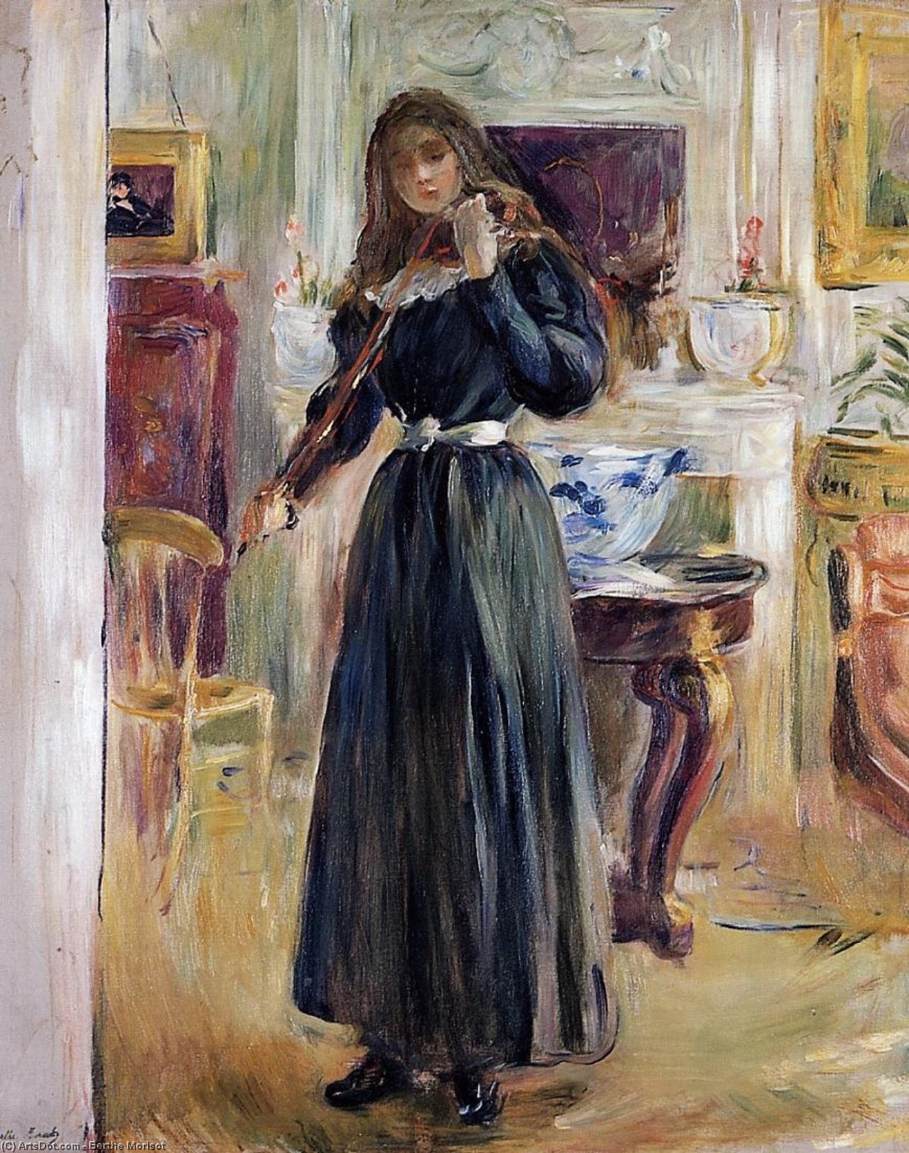 Wikioo.org - The Encyclopedia of Fine Arts - Painting, Artwork by Berthe Morisot - Julie Playing a Violin