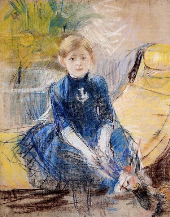 Wikioo.org - The Encyclopedia of Fine Arts - Painting, Artwork by Berthe Morisot - Little Girl in a Blue Dress