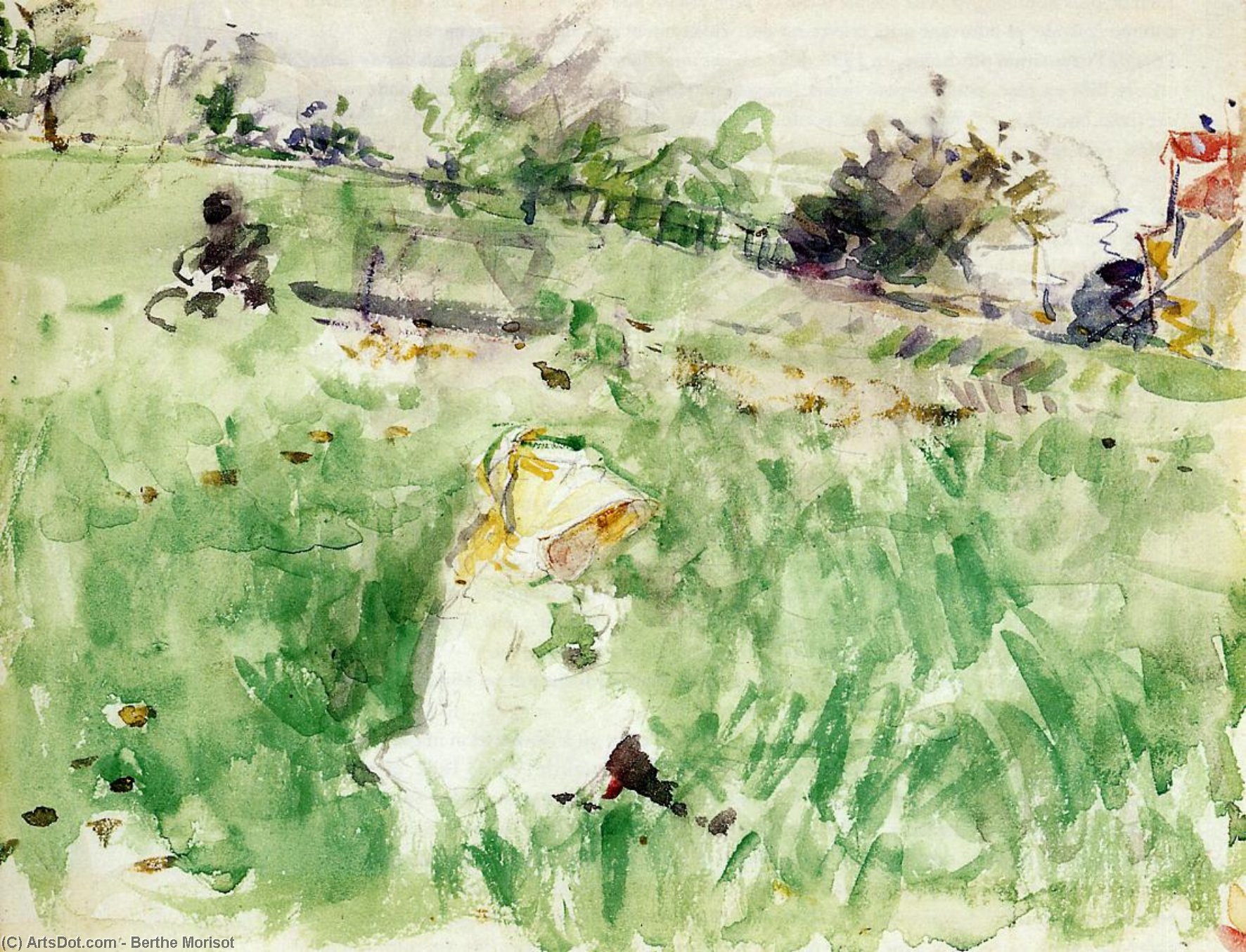 Wikioo.org - The Encyclopedia of Fine Arts - Painting, Artwork by Berthe Morisot - Little Girl Sitting on the Grass