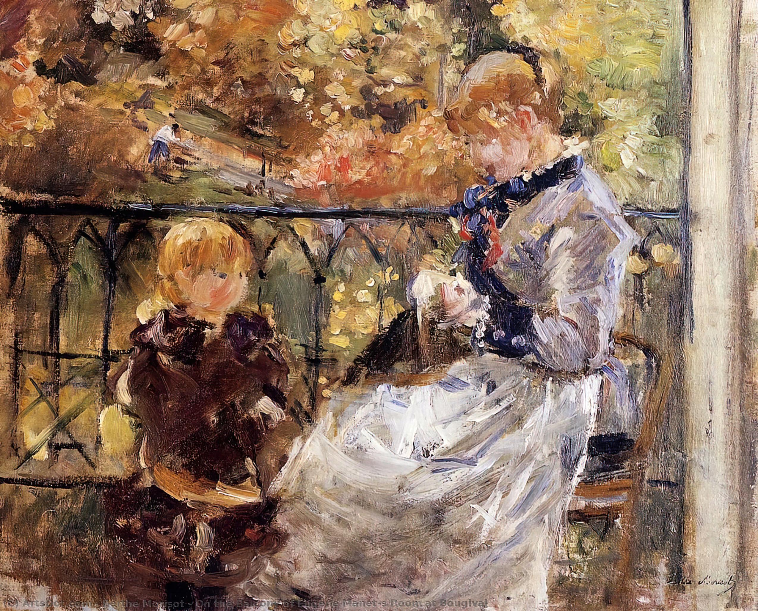 Wikioo.org - The Encyclopedia of Fine Arts - Painting, Artwork by Berthe Morisot - On the Balcony of Eugene Manet's Room at Bougival