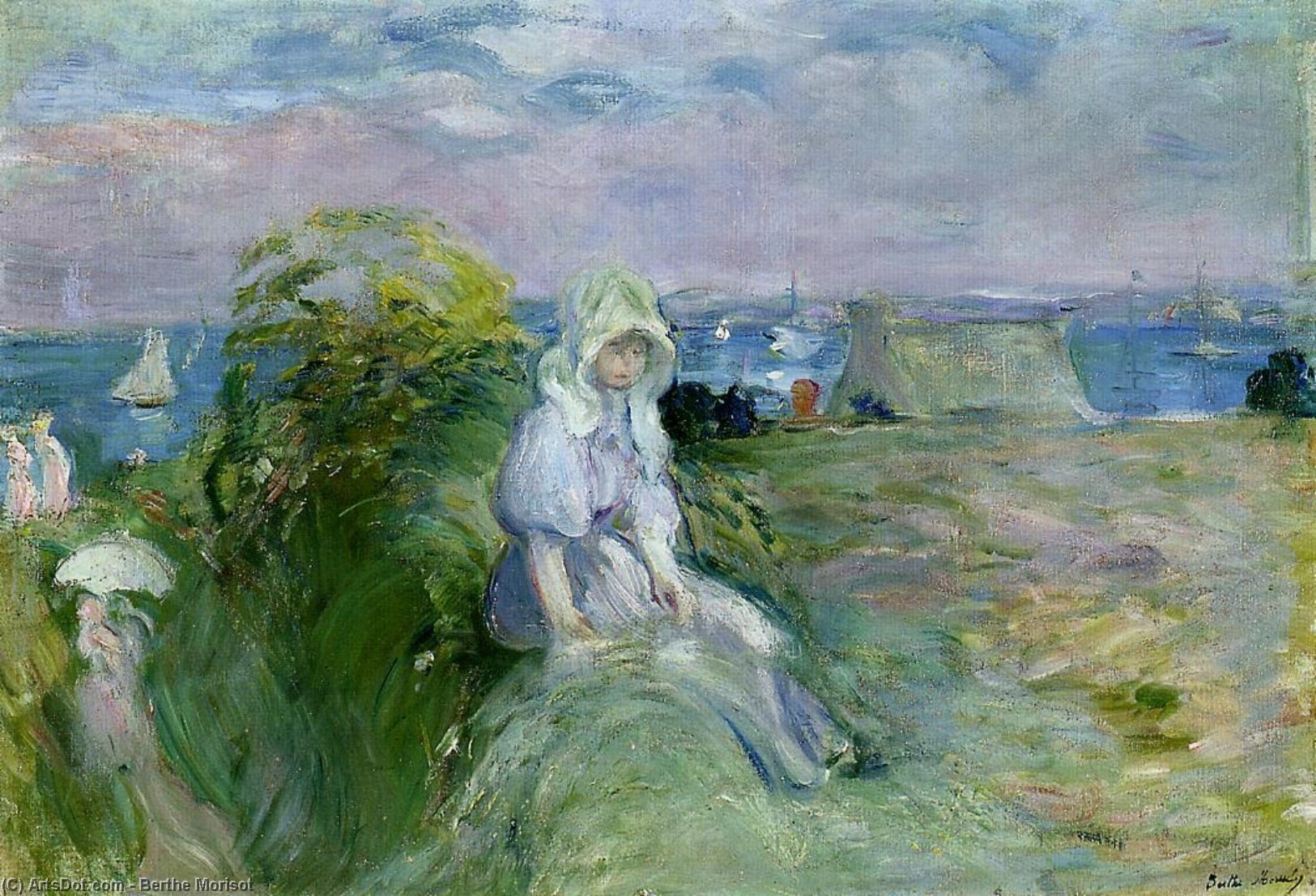 Wikioo.org - The Encyclopedia of Fine Arts - Painting, Artwork by Berthe Morisot - On the Cliff at Portrieux