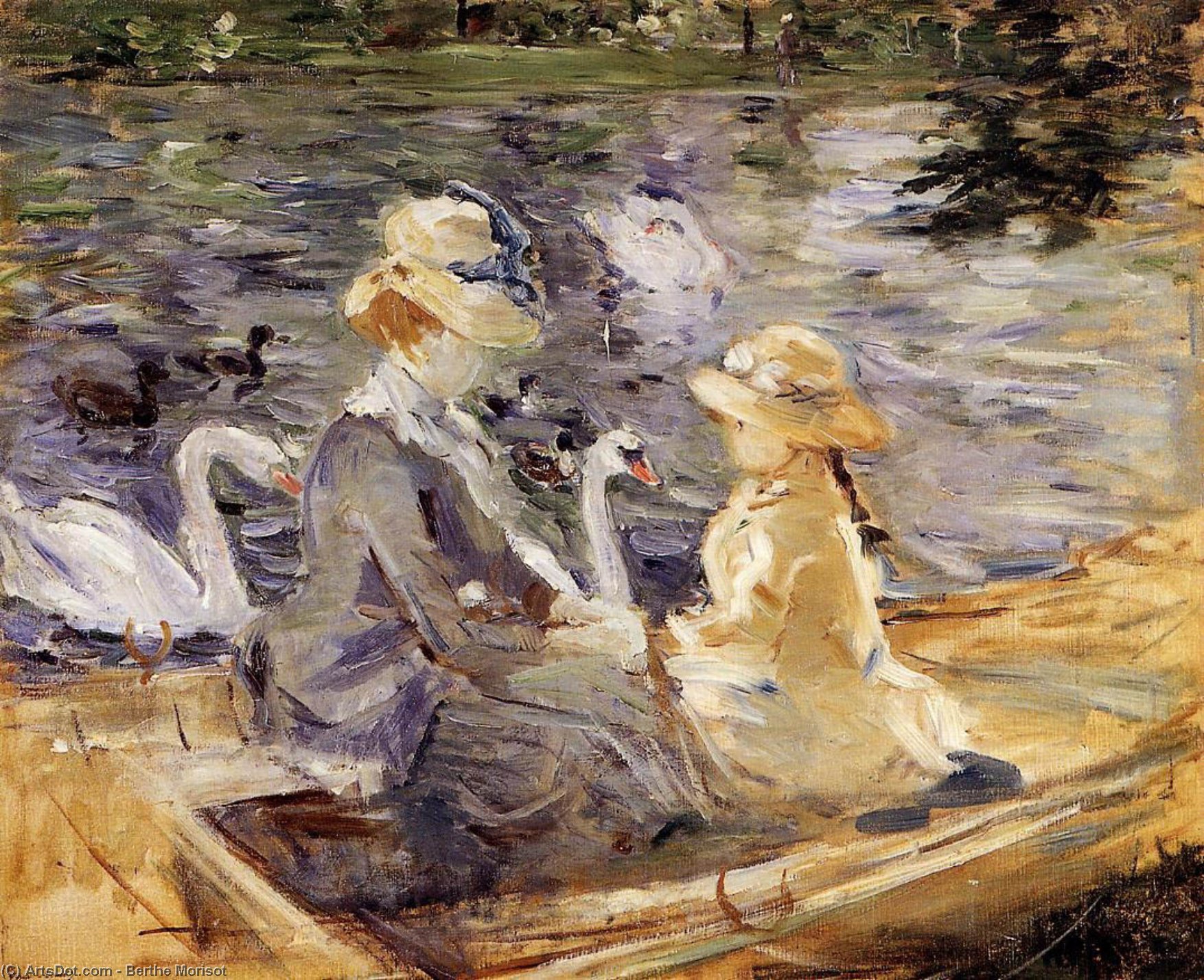 Wikioo.org - The Encyclopedia of Fine Arts - Painting, Artwork by Berthe Morisot - On the Lake in the Bois de Boulogne