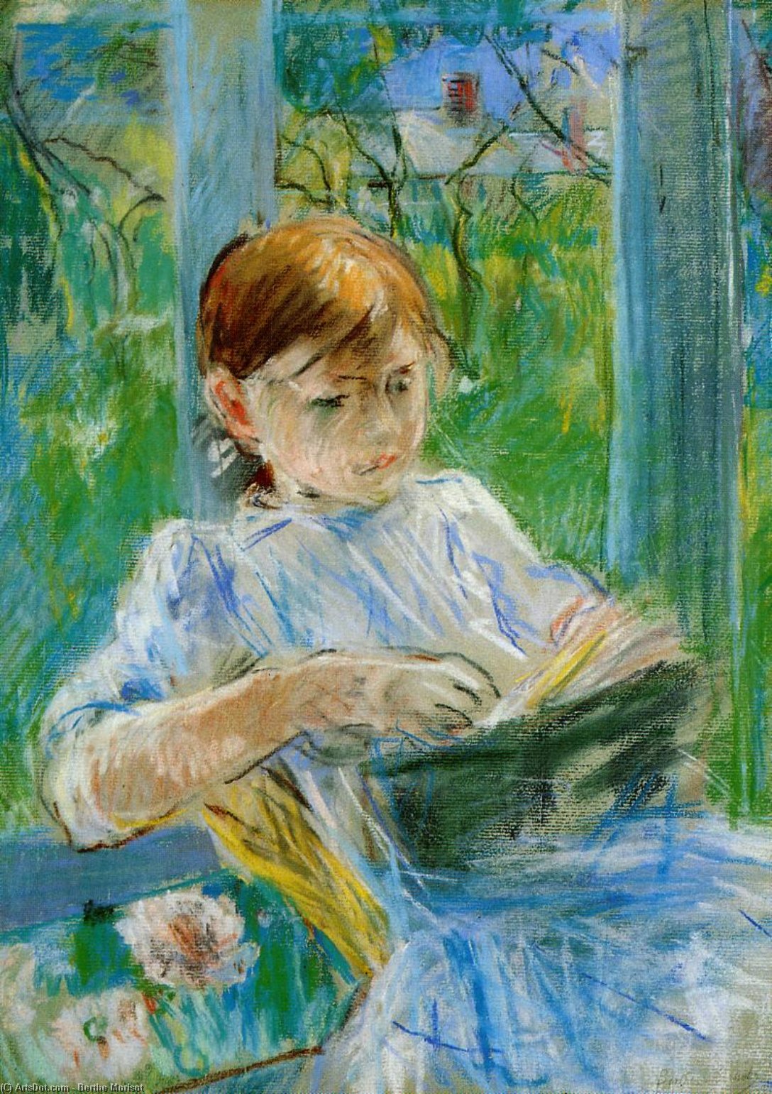 WikiOO.org - Enciklopedija likovnih umjetnosti - Slikarstvo, umjetnička djela Berthe Morisot - Portrait of the Artist's Daughter, Julie Manet, at Gorey
