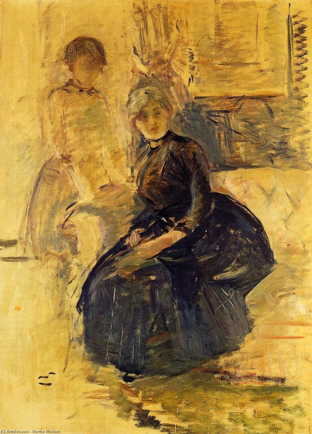 Wikioo.org – L'Enciclopedia delle Belle Arti - Pittura, Opere di Berthe Morisot - Self-Portrait con julie ( studio )