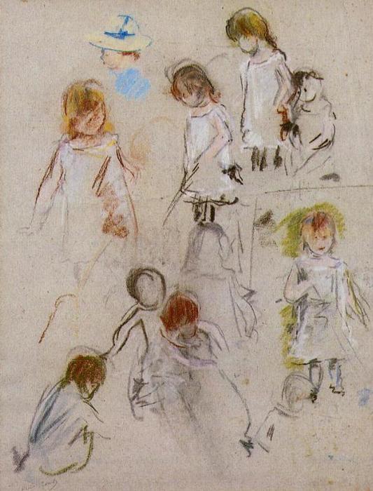 Wikioo.org - The Encyclopedia of Fine Arts - Painting, Artwork by Berthe Morisot - Studies of a Little Girl