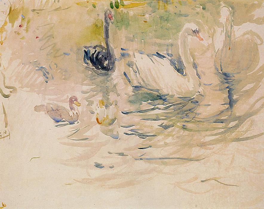 Wikioo.org – L'Encyclopédie des Beaux Arts - Peinture, Oeuvre de Berthe Morisot - cygnes