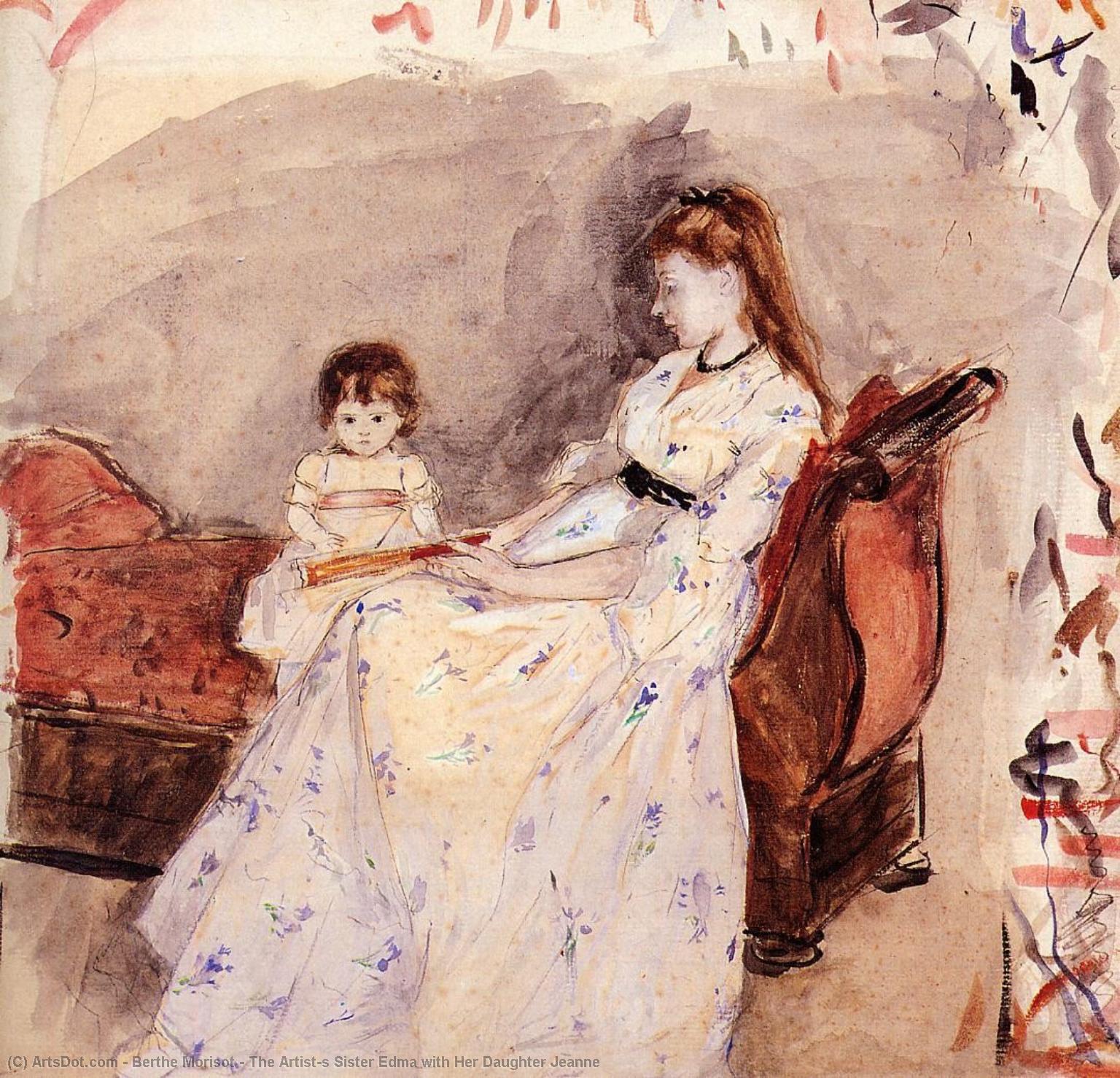 Wikioo.org – La Enciclopedia de las Bellas Artes - Pintura, Obras de arte de Berthe Morisot - La hermana del artista Edma con su hija Jeanne