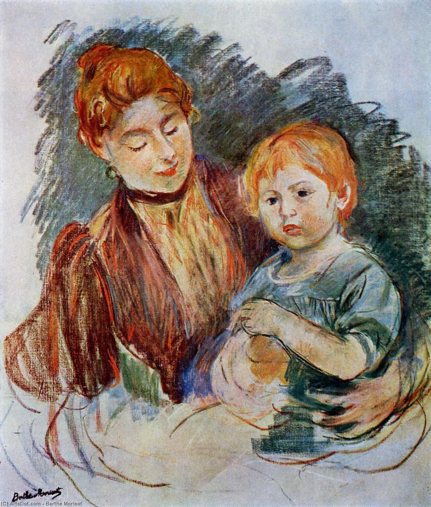 Wikioo.org - Bách khoa toàn thư về mỹ thuật - Vẽ tranh, Tác phẩm nghệ thuật Berthe Morisot - Woman and Child