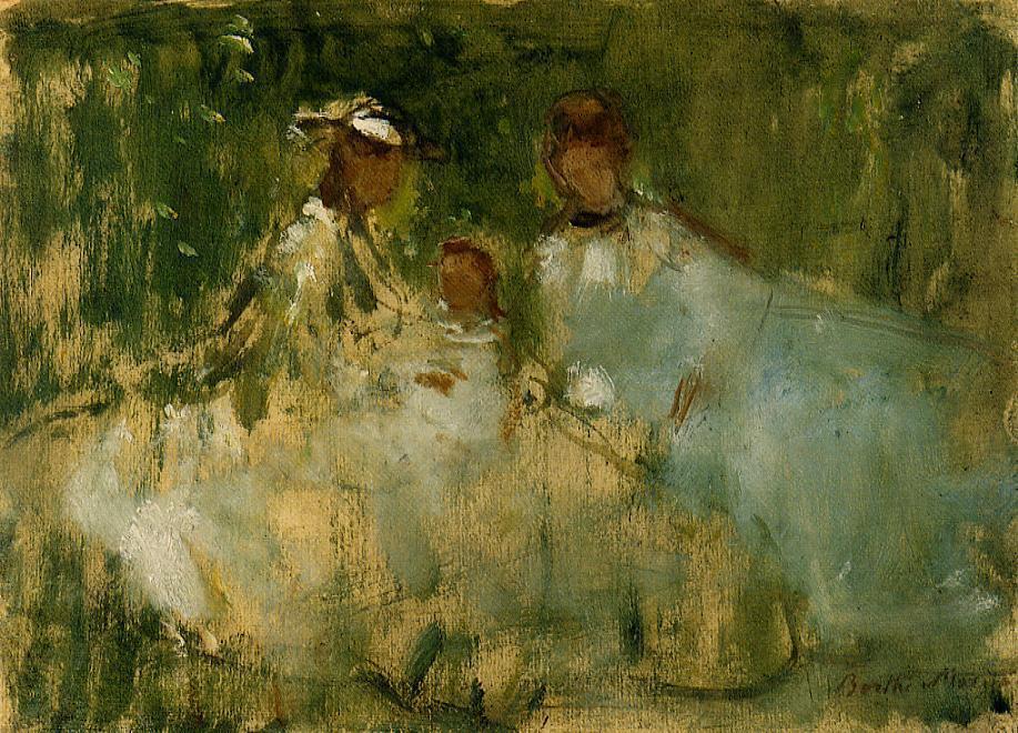 Wikioo.org - The Encyclopedia of Fine Arts - Painting, Artwork by Berthe Morisot - Women and Little Girls in a Natural Setting