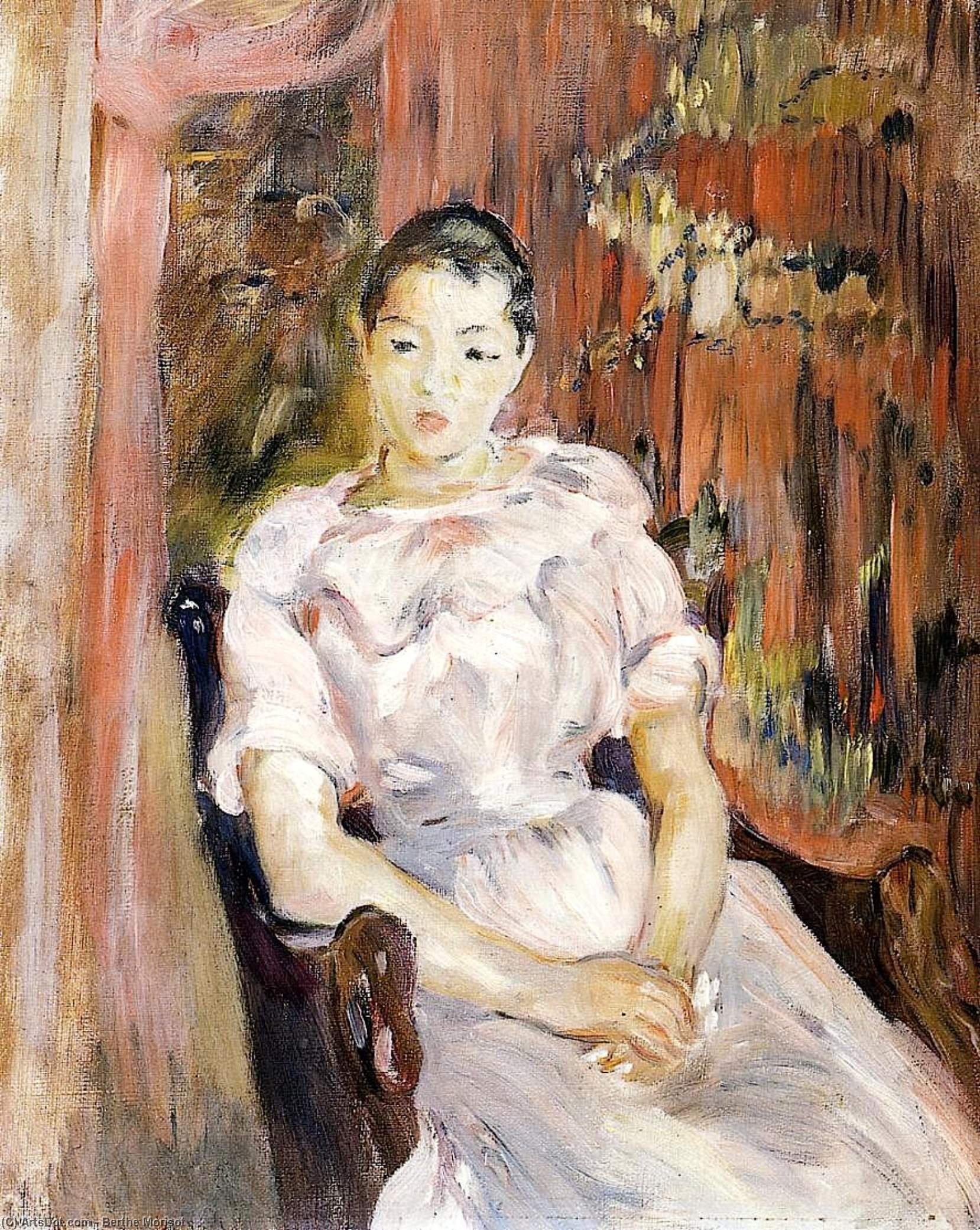 WikiOO.org - אנציקלופדיה לאמנויות יפות - ציור, יצירות אמנות Berthe Morisot - Young Girl Resting