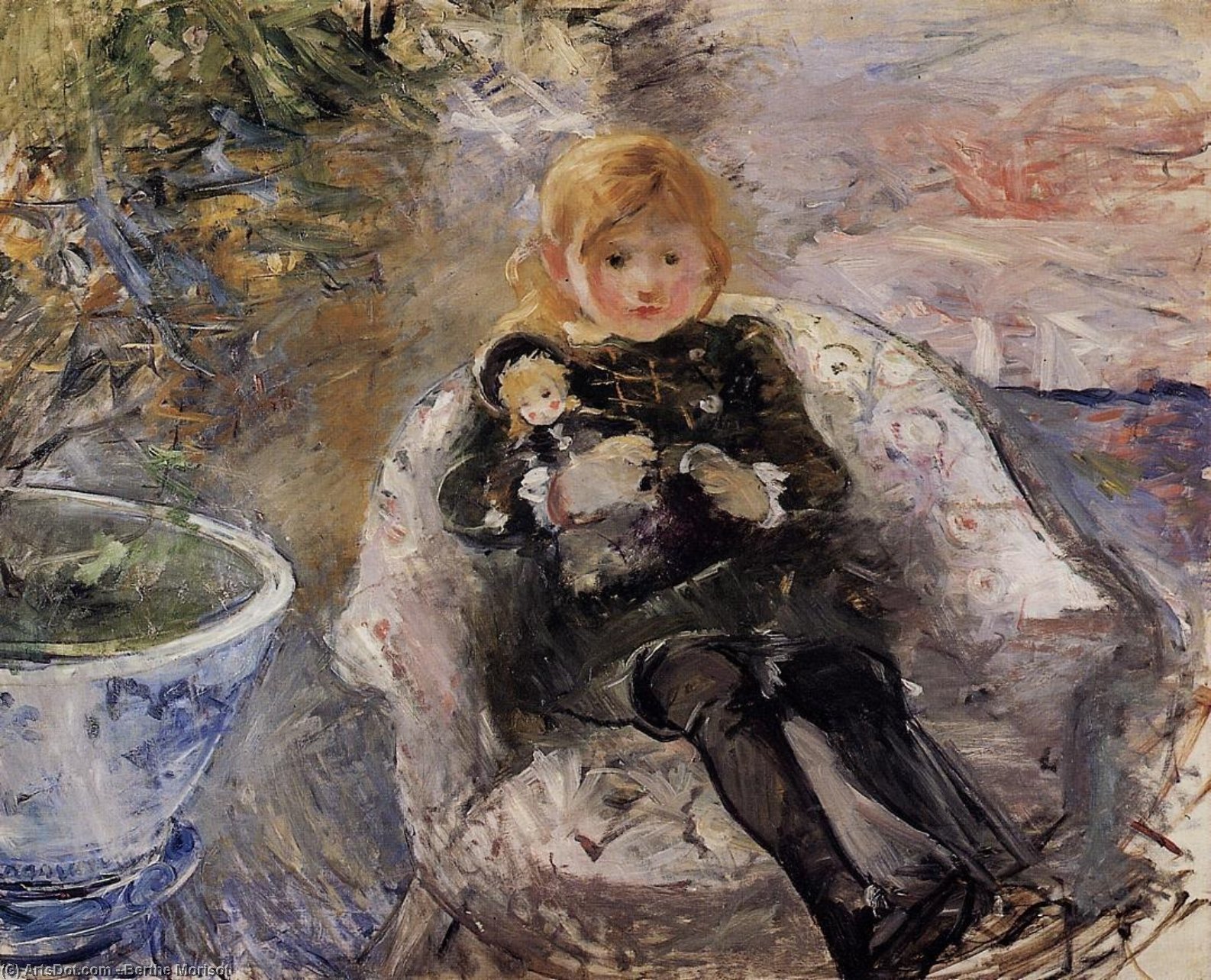 WikiOO.org - Encyclopedia of Fine Arts - Målning, konstverk Berthe Morisot - Young Girl with Doll 1