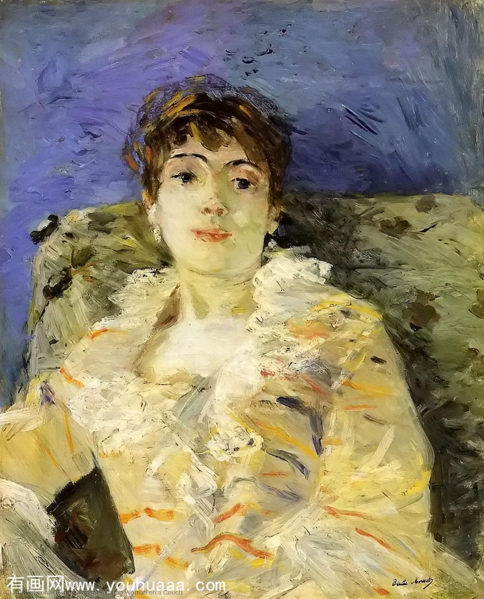 WikiOO.org - Encyclopedia of Fine Arts - Malba, Artwork Berthe Morisot - Young Woman on a Couch