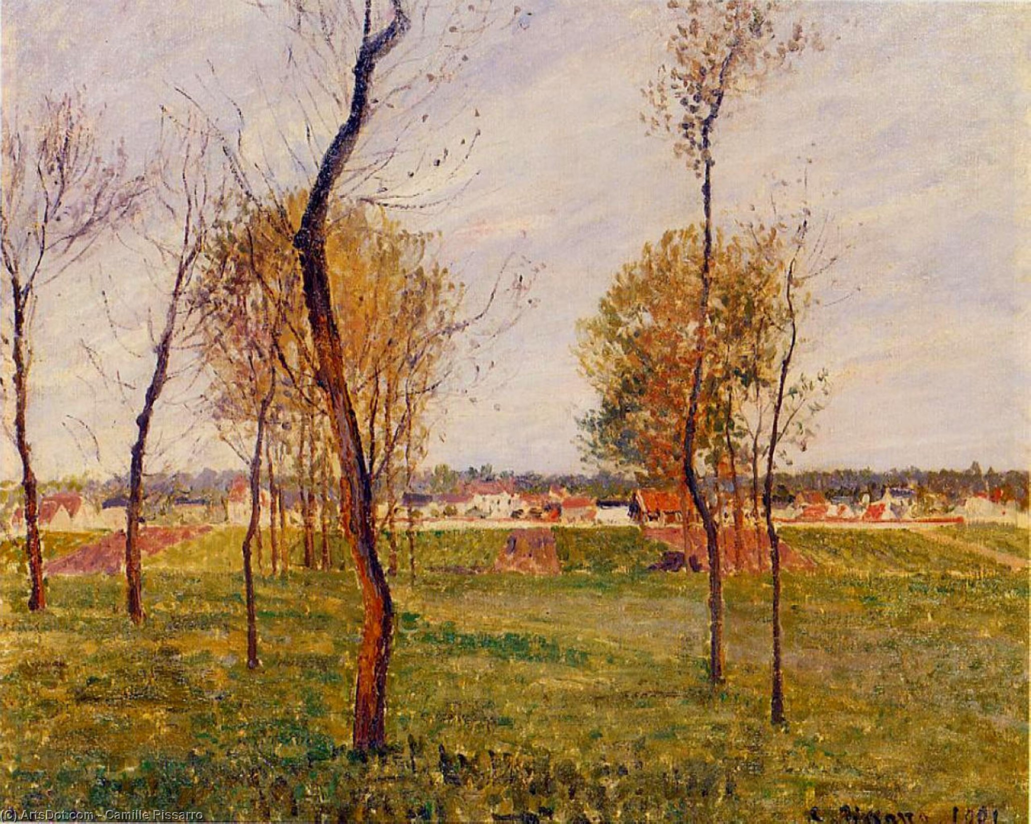 Wikioo.org - The Encyclopedia of Fine Arts - Painting, Artwork by Camille Pissarro - A Meadow in Moret
