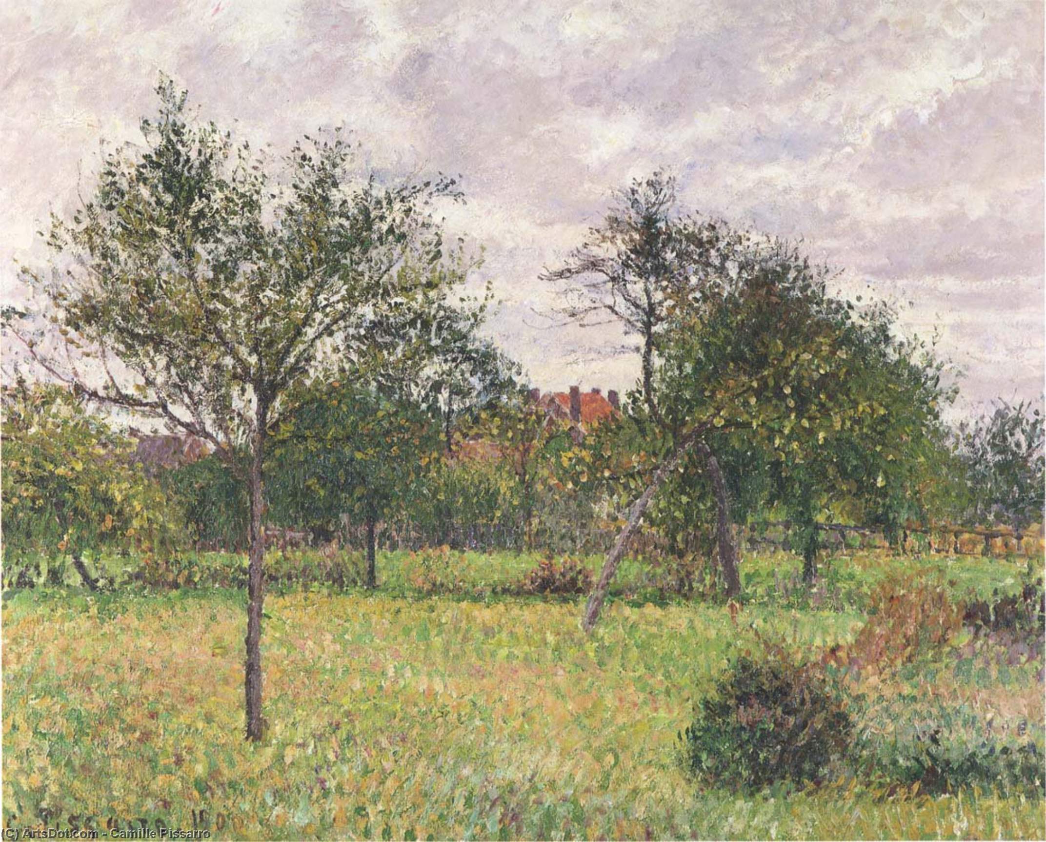 WikiOO.org - 백과 사전 - 회화, 삽화 Camille Pissarro - Afternoon in Eragny grey weather