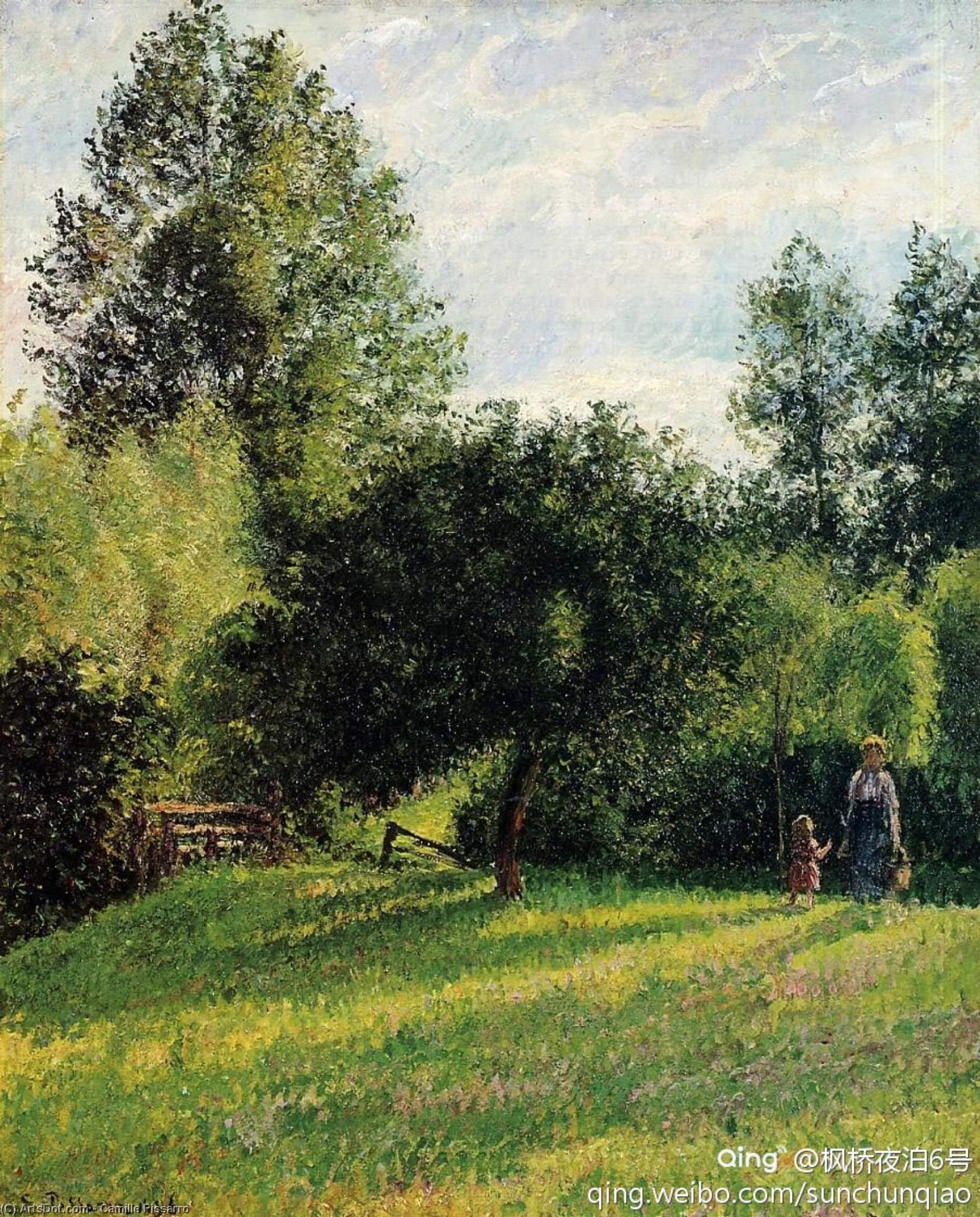 Wikioo.org - The Encyclopedia of Fine Arts - Painting, Artwork by Camille Pissarro - Apple Trees, Sunset, Eragny