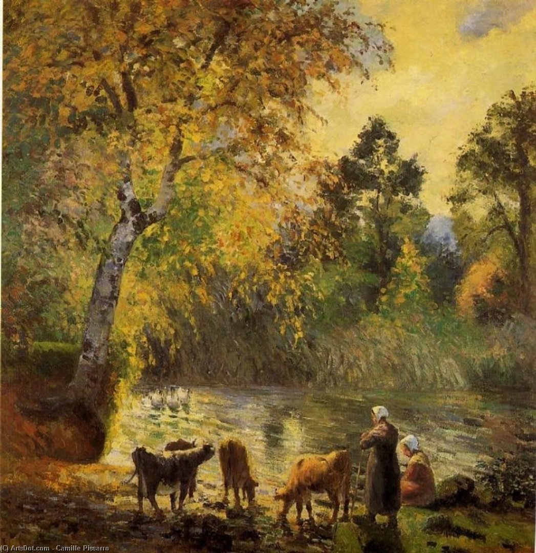Wikioo.org - The Encyclopedia of Fine Arts - Painting, Artwork by Camille Pissarro - Autumn, Montfoucault Pond