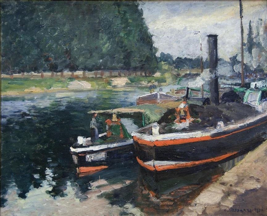 Wikioo.org - The Encyclopedia of Fine Arts - Painting, Artwork by Camille Pissarro - Barges on Pontoise