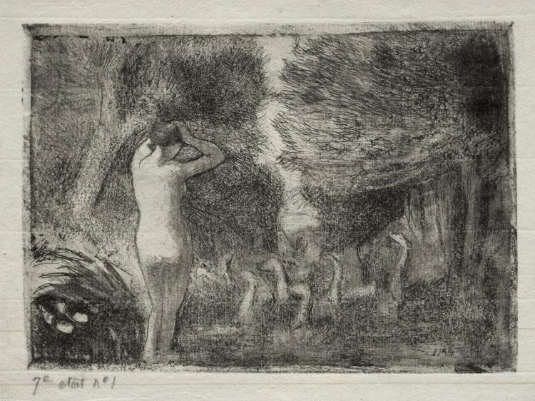 Wikioo.org - The Encyclopedia of Fine Arts - Painting, Artwork by Camille Pissarro - Bather and Geese