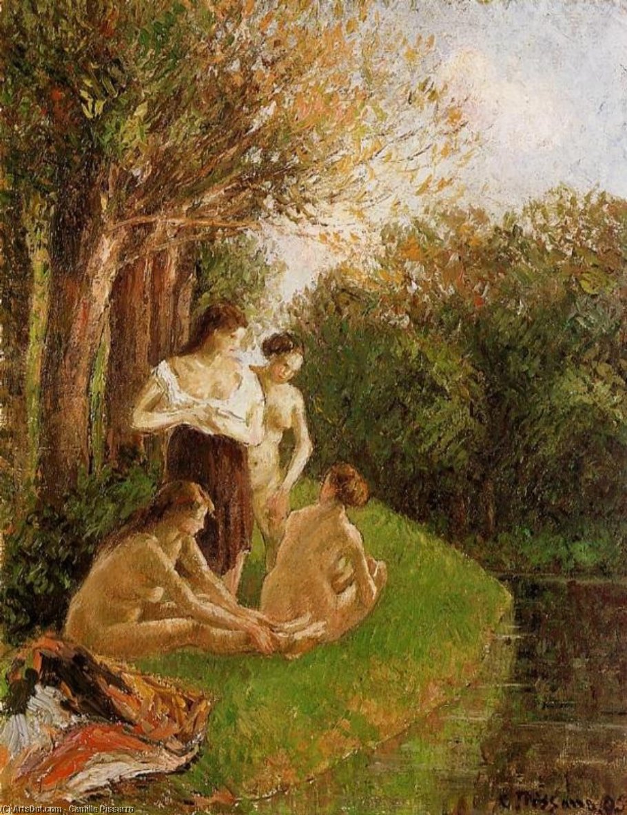Wikioo.org - The Encyclopedia of Fine Arts - Painting, Artwork by Camille Pissarro - Bathers 1