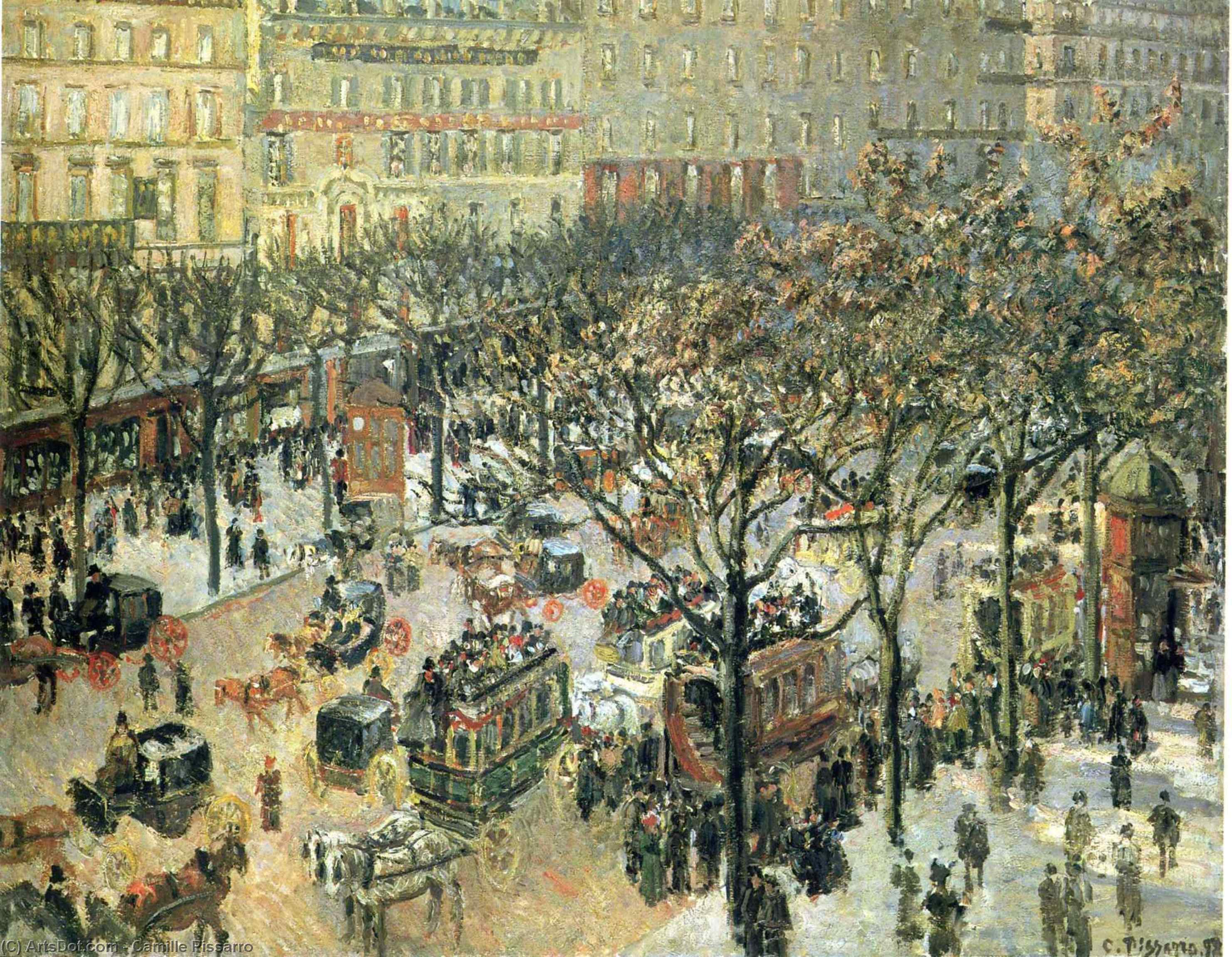 Wikioo.org - The Encyclopedia of Fine Arts - Painting, Artwork by Camille Pissarro - Boulevard des Italiens Morning, Sunlight