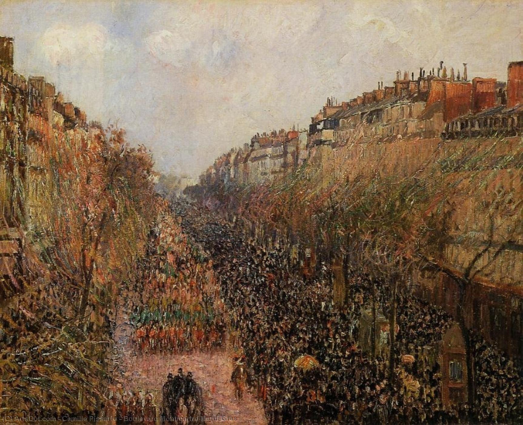 WikiOO.org - Encyclopedia of Fine Arts - Maalaus, taideteos Camille Pissarro - Boulevard Montmartre Mardi Gras