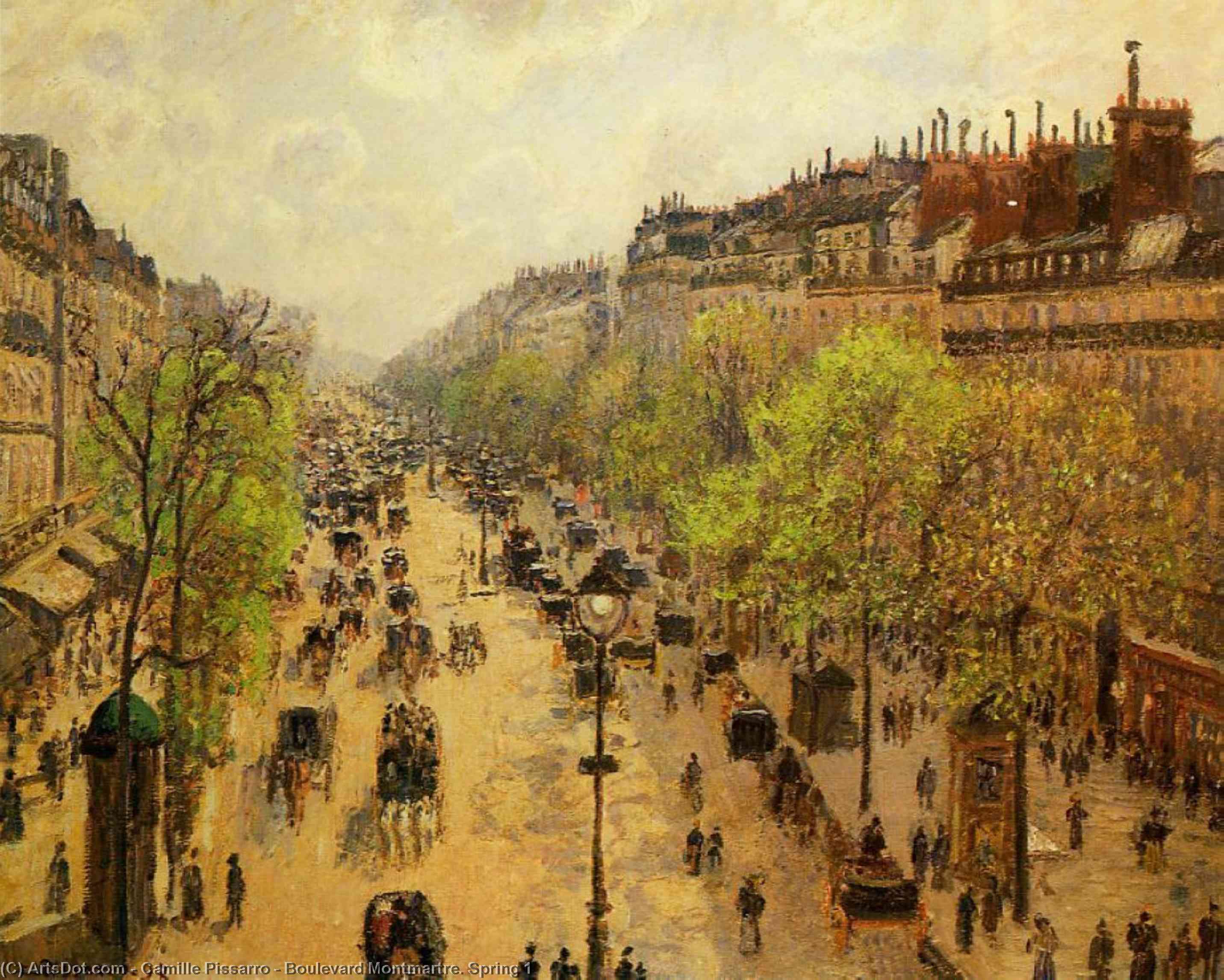 WikiOO.org - Encyclopedia of Fine Arts - Maleri, Artwork Camille Pissarro - Boulevard Montmartre. Spring 1