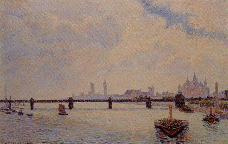 Wikioo.org - The Encyclopedia of Fine Arts - Painting, Artwork by Camille Pissarro - Charing Cross Bridge, London