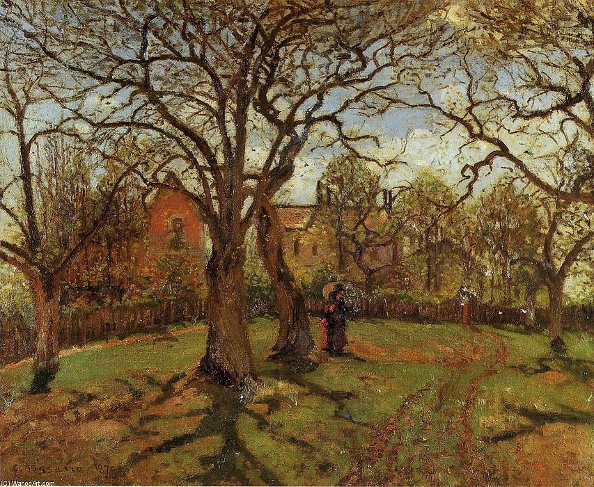 Wikioo.org - The Encyclopedia of Fine Arts - Painting, Artwork by Camille Pissarro - Chestnut Trees, Louveciennes, Spring