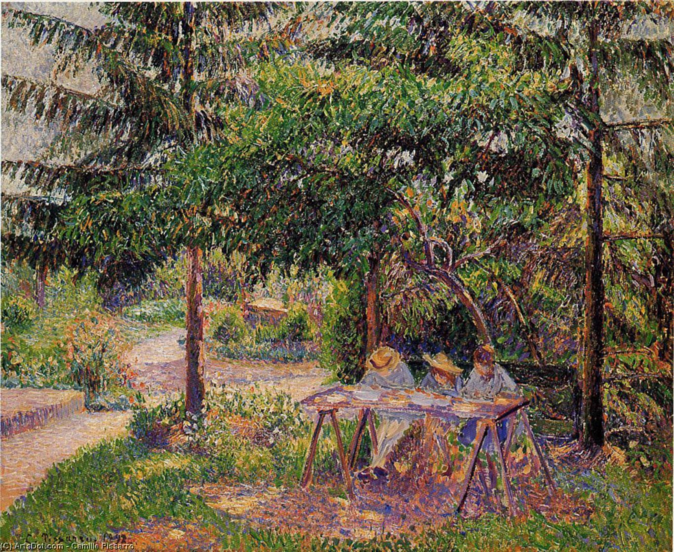 Wikioo.org - The Encyclopedia of Fine Arts - Painting, Artwork by Camille Pissarro - Children in a Garden at Eragny