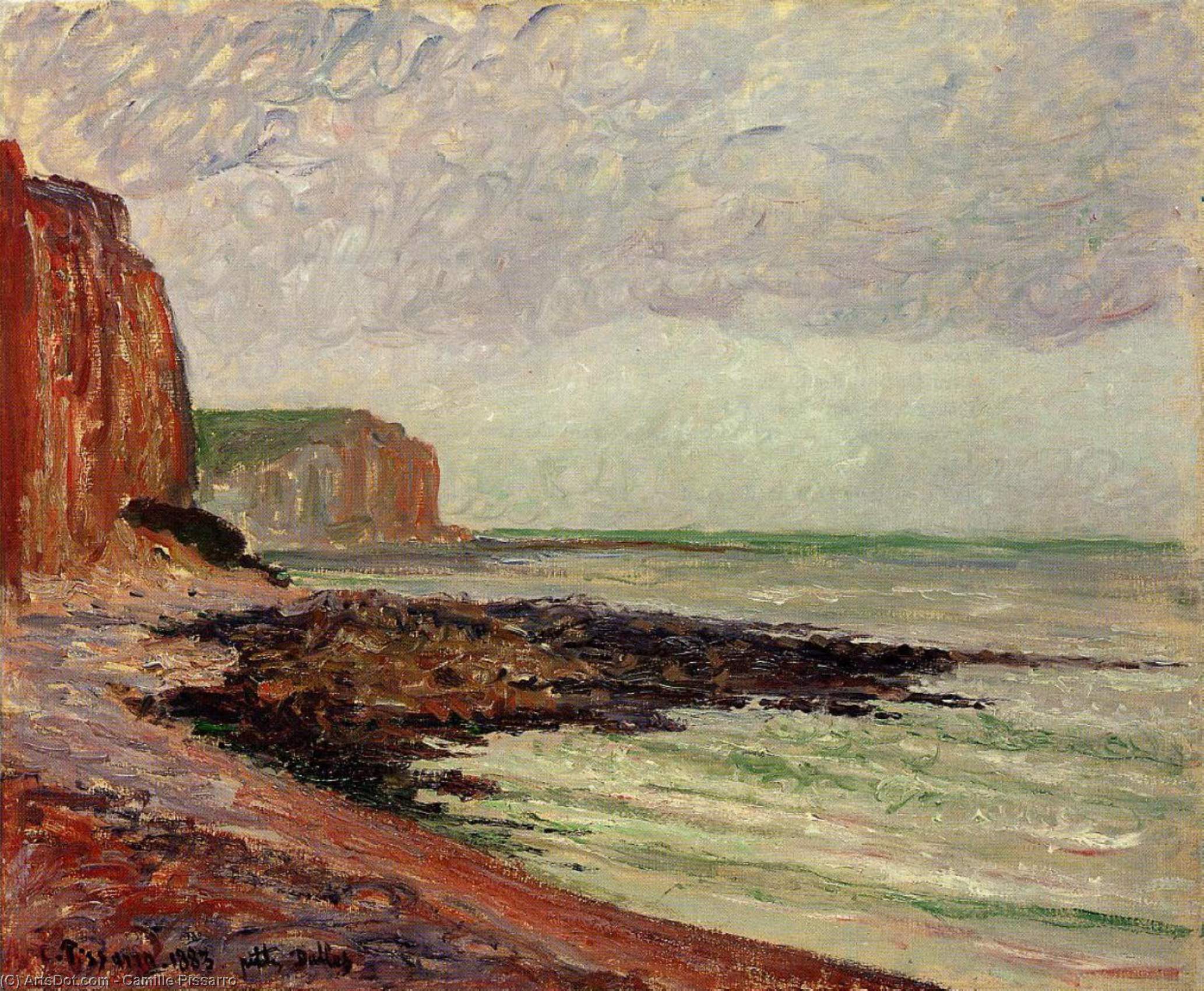 Wikioo.org - The Encyclopedia of Fine Arts - Painting, Artwork by Camille Pissarro - Cliffs at Petit Dalles
