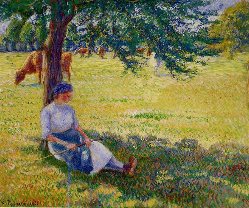 Wikioo.org - The Encyclopedia of Fine Arts - Painting, Artwork by Camille Pissarro - Cowgirl, Eragny