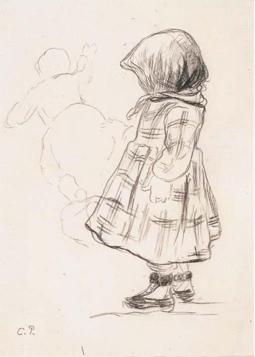 WikiOO.org - Encyclopedia of Fine Arts - Festés, Grafika Camille Pissarro - Deux jeunes paysannes 1