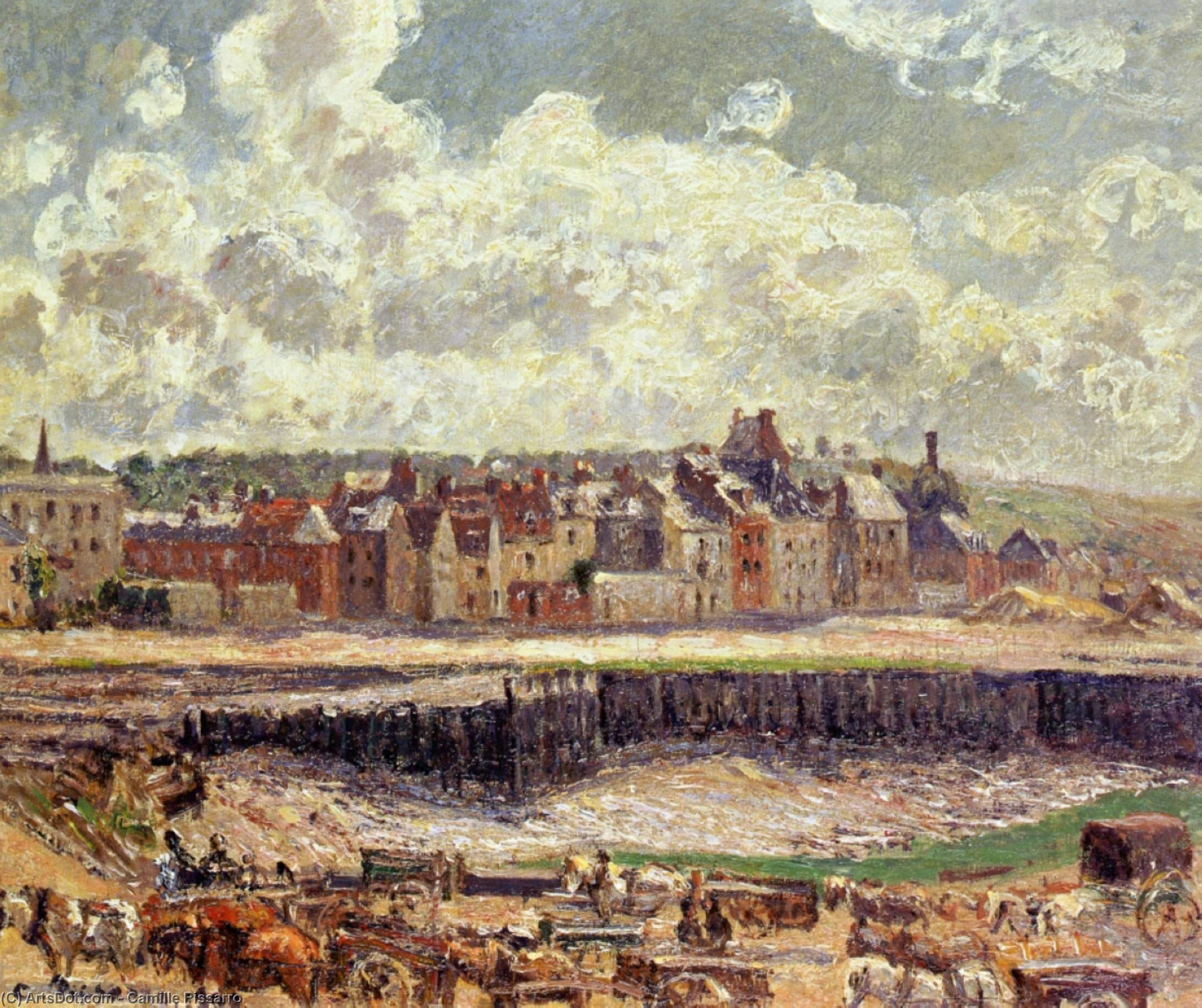 Wikioo.org - The Encyclopedia of Fine Arts - Painting, Artwork by Camille Pissarro - Dieppe, Dunquesne Basin, Sunlight Effect, Morning, Low Tide