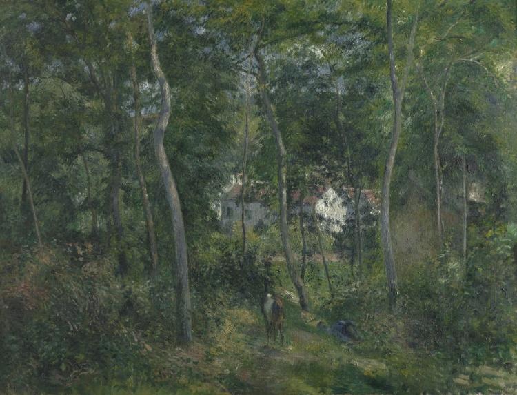 Wikoo.org - موسوعة الفنون الجميلة - اللوحة، العمل الفني Camille Pissarro - Edge of the Woods Near L'Hermitage, Pontoise