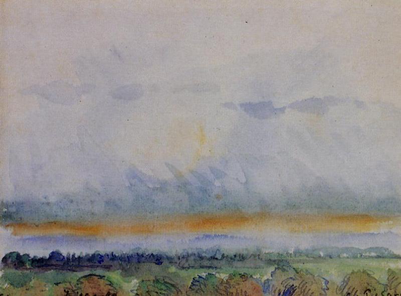 Wikioo.org - Die Enzyklopädie bildender Kunst - Malerei, Kunstwerk von Camille Pissarro - Eragny, Sunset