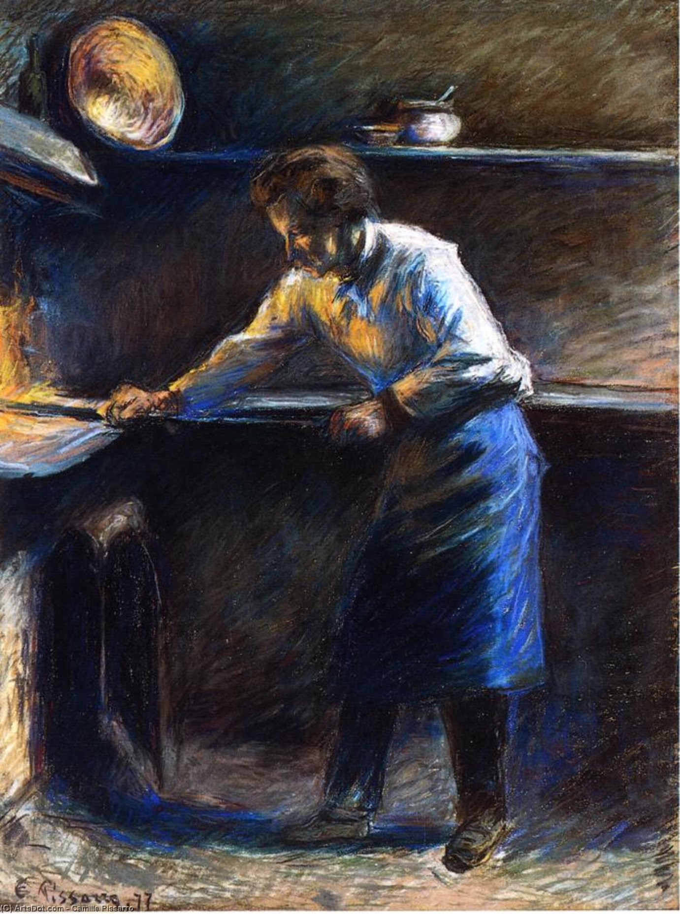 Wikioo.org - The Encyclopedia of Fine Arts - Painting, Artwork by Camille Pissarro - Eugene Murer at His Pastry Oven