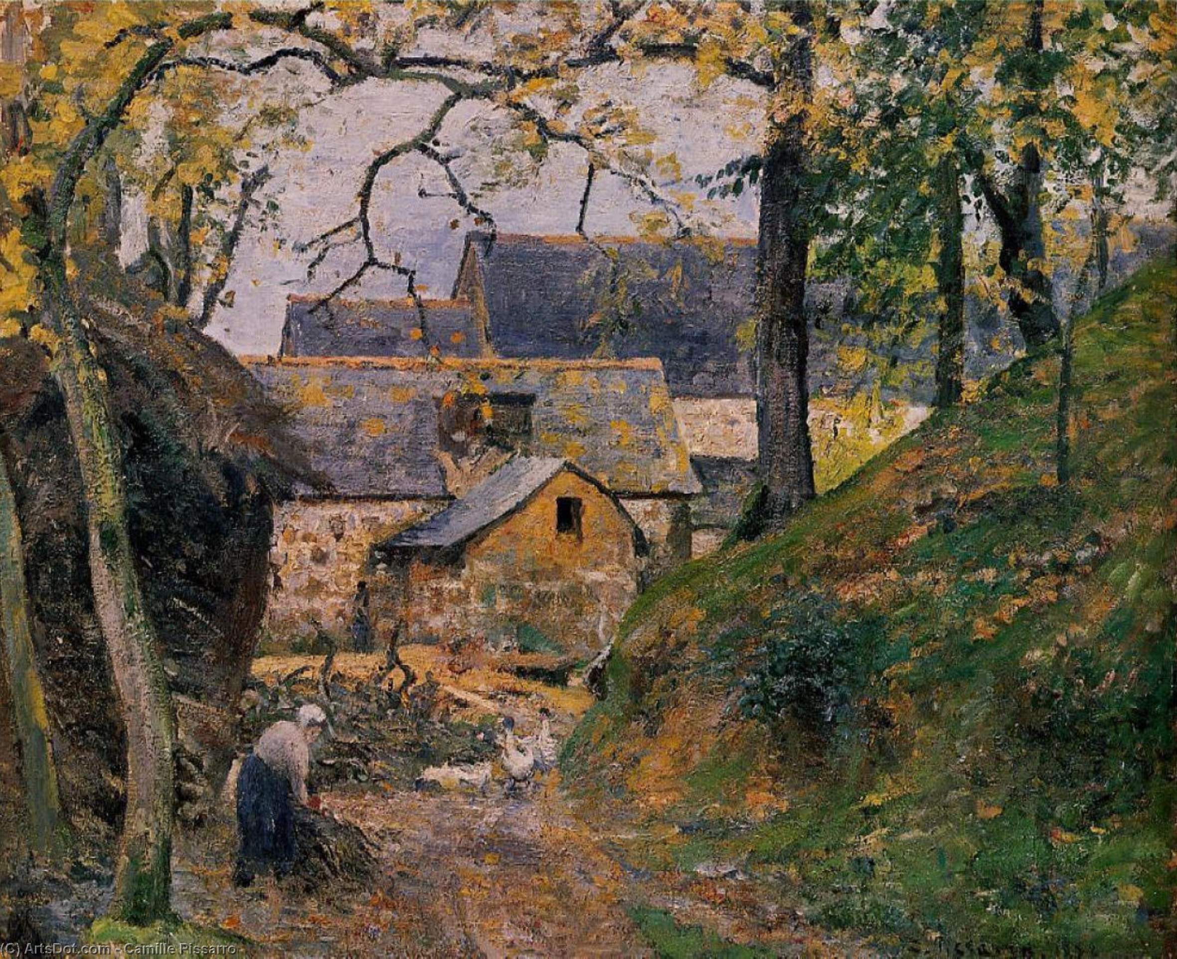 Wikioo.org - The Encyclopedia of Fine Arts - Painting, Artwork by Camille Pissarro - Farm at Montfoucault
