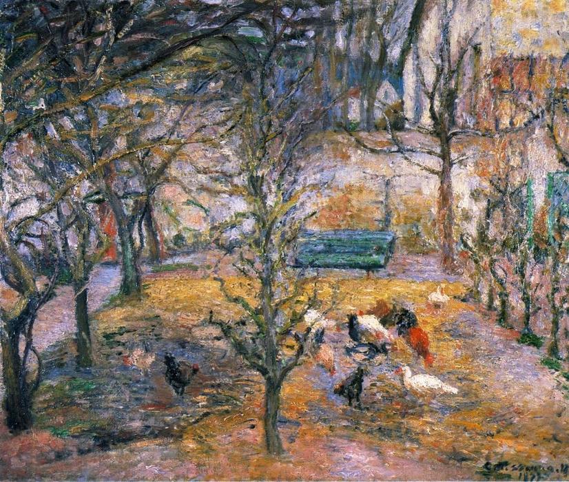 Wikioo.org - The Encyclopedia of Fine Arts - Painting, Artwork by Camille Pissarro - Farmyard at the Maison Rouge, Pontoise
