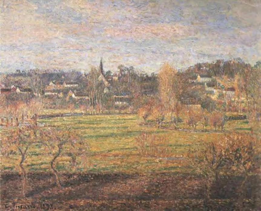 WikiOO.org - Enciklopedija likovnih umjetnosti - Slikarstvo, umjetnička djela Camille Pissarro - February, Sunrise, Bazincourt