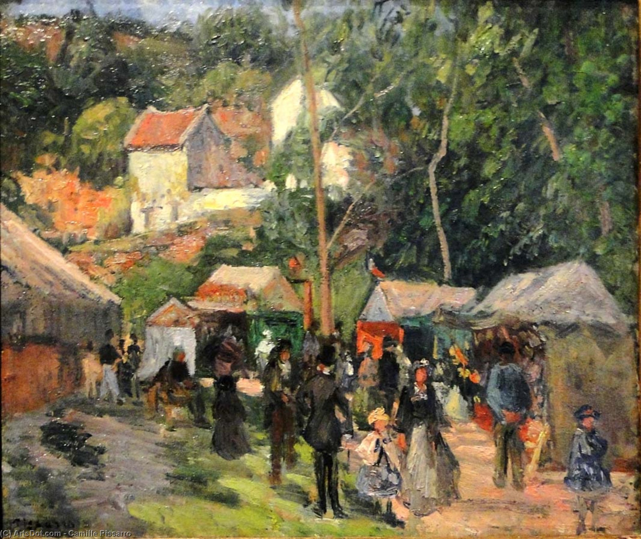 Wikioo.org - The Encyclopedia of Fine Arts - Painting, Artwork by Camille Pissarro - Festival at the Hermitage