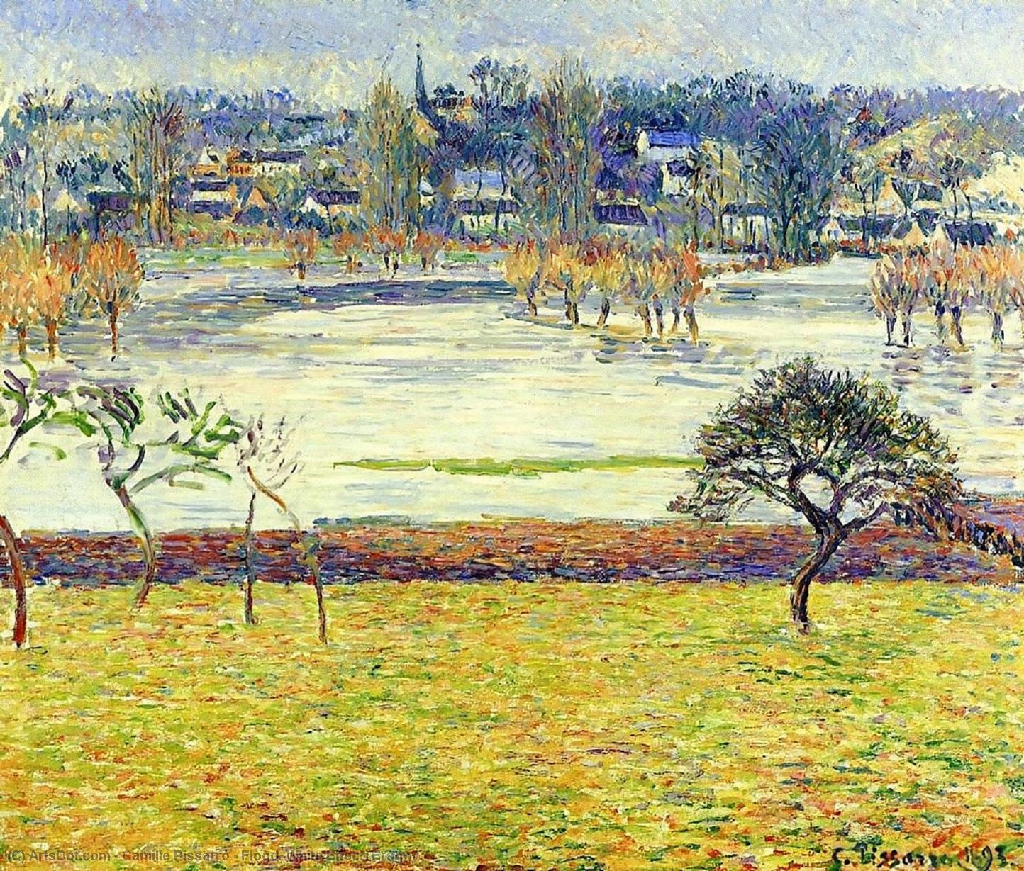 Wikioo.org - The Encyclopedia of Fine Arts - Painting, Artwork by Camille Pissarro - Flood, White Effect, Eragny