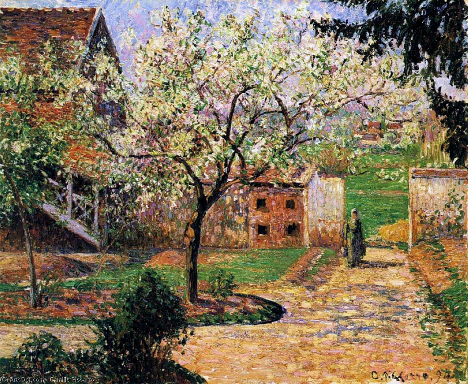 WikiOO.org - Enciklopedija likovnih umjetnosti - Slikarstvo, umjetnička djela Camille Pissarro - Flowering Plum Tree, Eragny