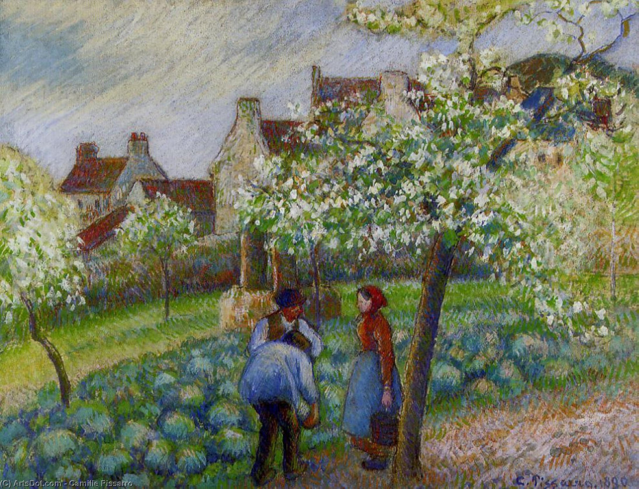 WikiOO.org - 百科事典 - 絵画、アートワーク Camille Pissarro - 開花梅の木