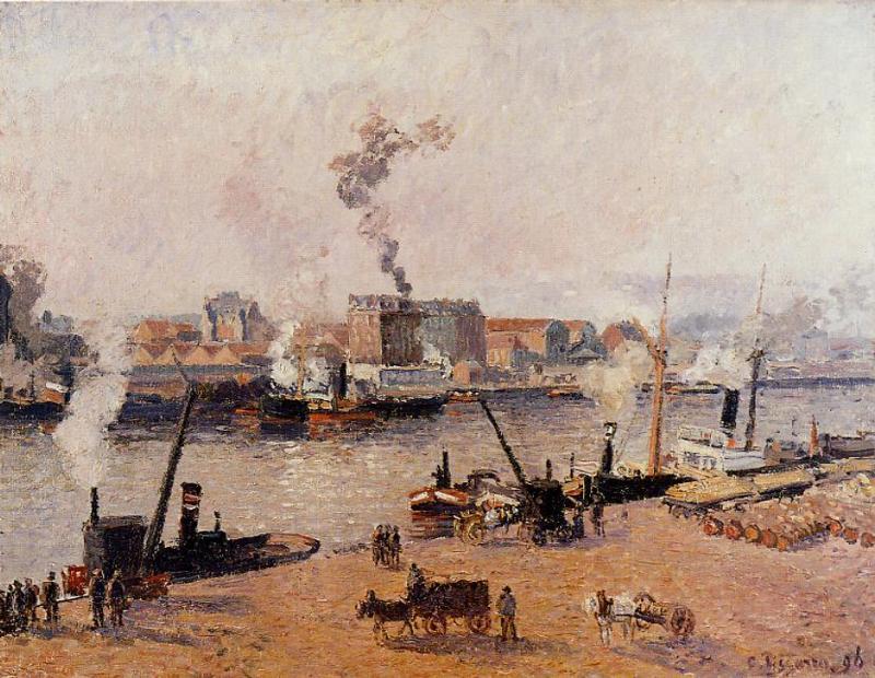 Wikioo.org - The Encyclopedia of Fine Arts - Painting, Artwork by Camille Pissarro - Foggy Morning, Rouen