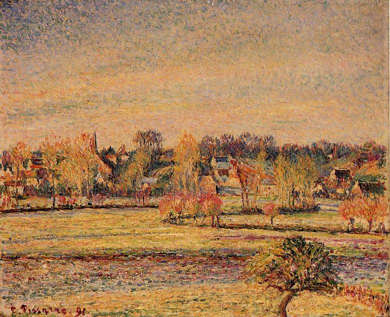 Wikioo.org - Encyklopedia Sztuk Pięknych - Malarstwo, Grafika Camille Pissarro - Frost, View fom Bazincourt