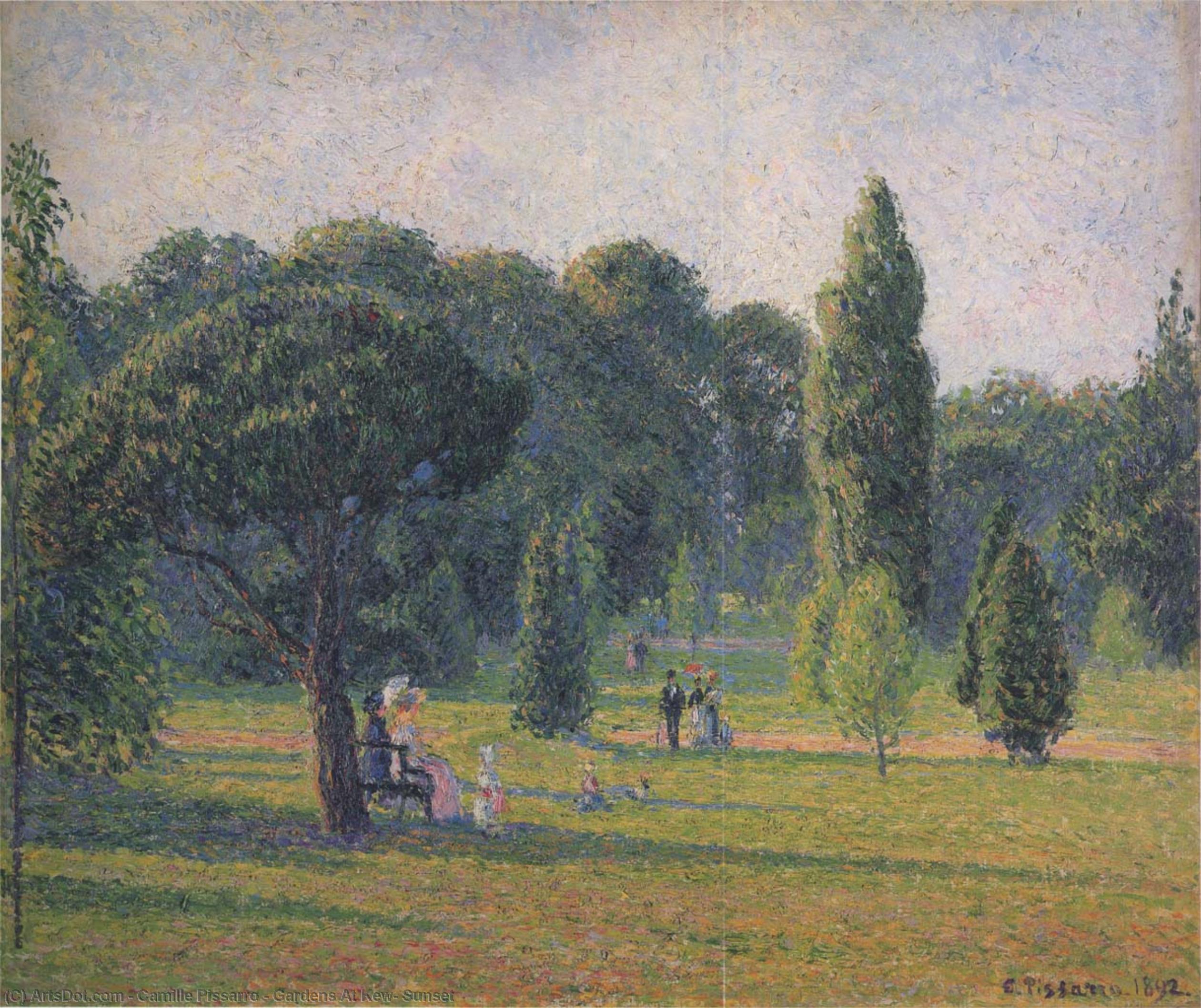 Wikioo.org - The Encyclopedia of Fine Arts - Painting, Artwork by Camille Pissarro - Gardens At Kew, Sunset