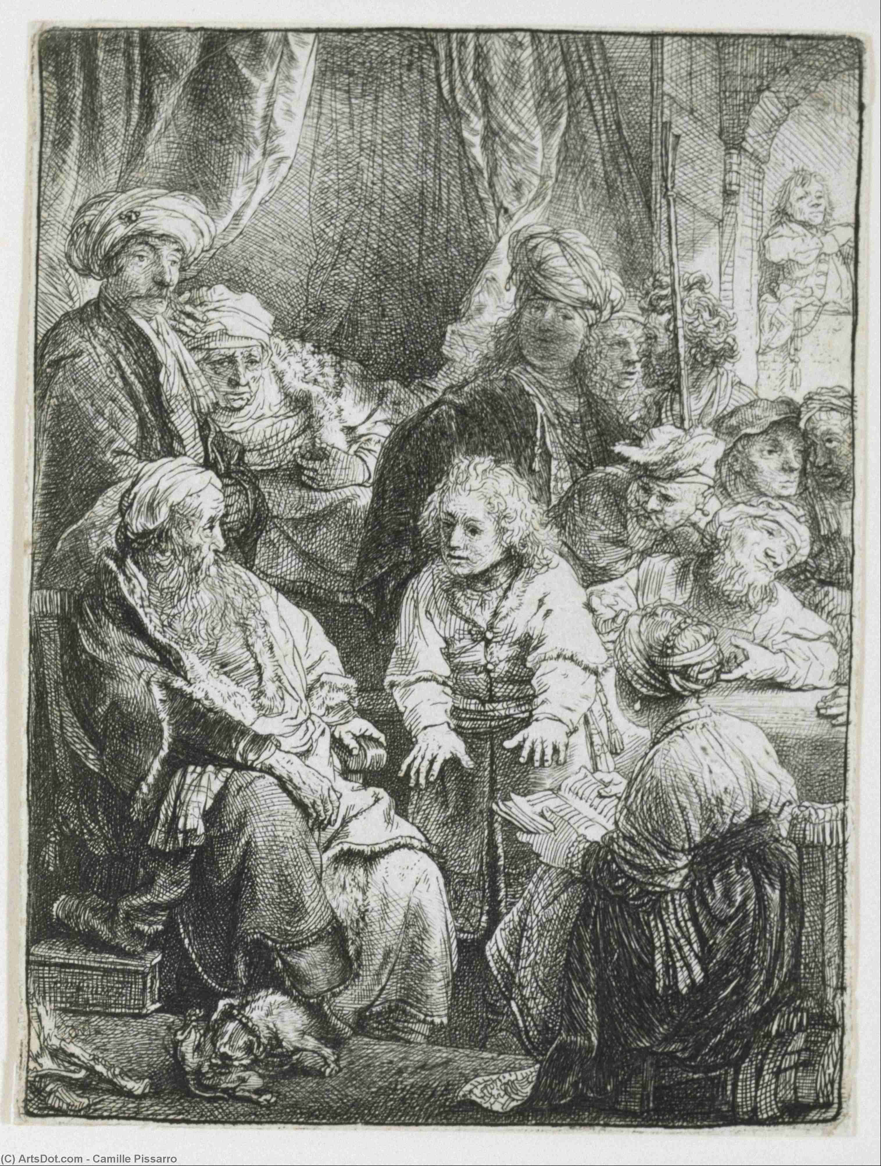 WikiOO.org - Güzel Sanatlar Ansiklopedisi - Resim, Resimler Camille Pissarro - Group of Peasants