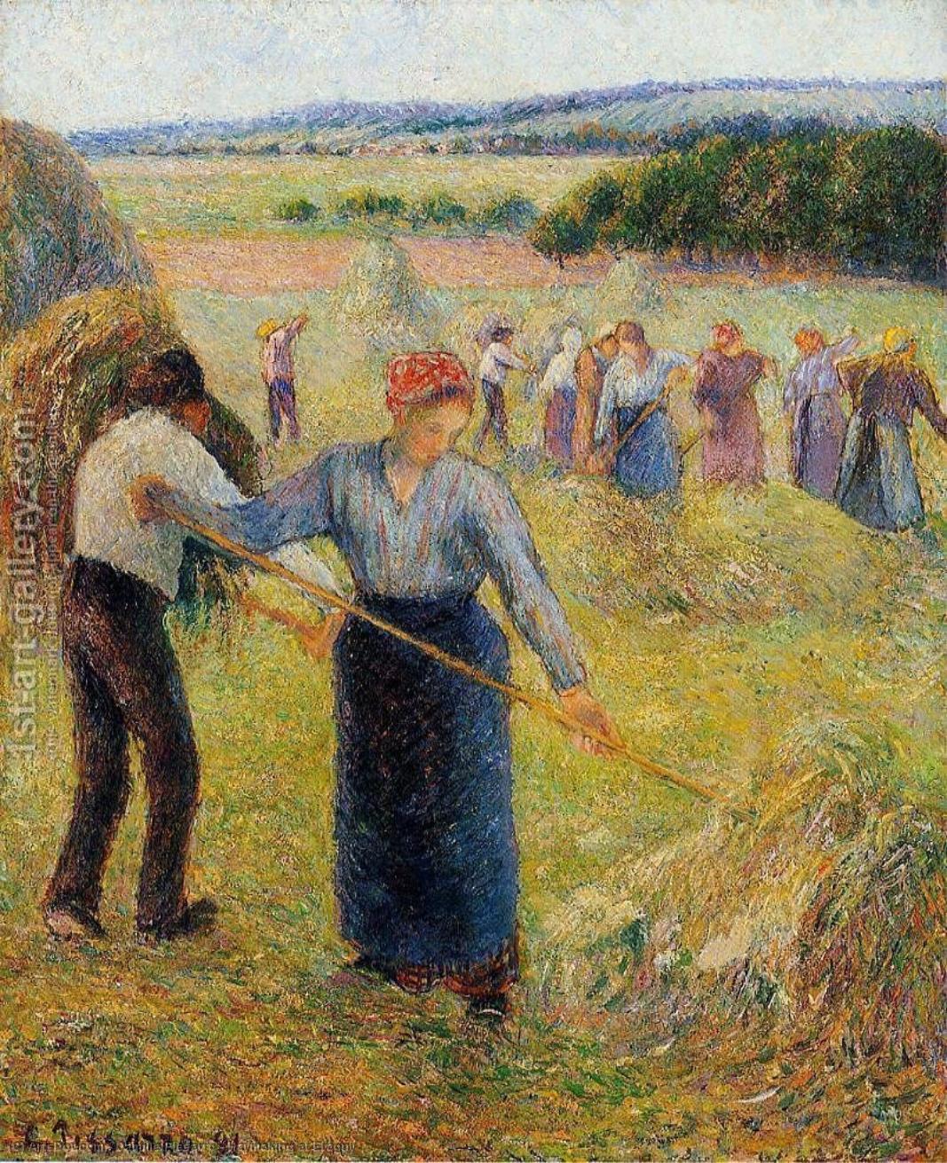 Wikioo.org - The Encyclopedia of Fine Arts - Painting, Artwork by Camille Pissarro - Haymaking at Eragny